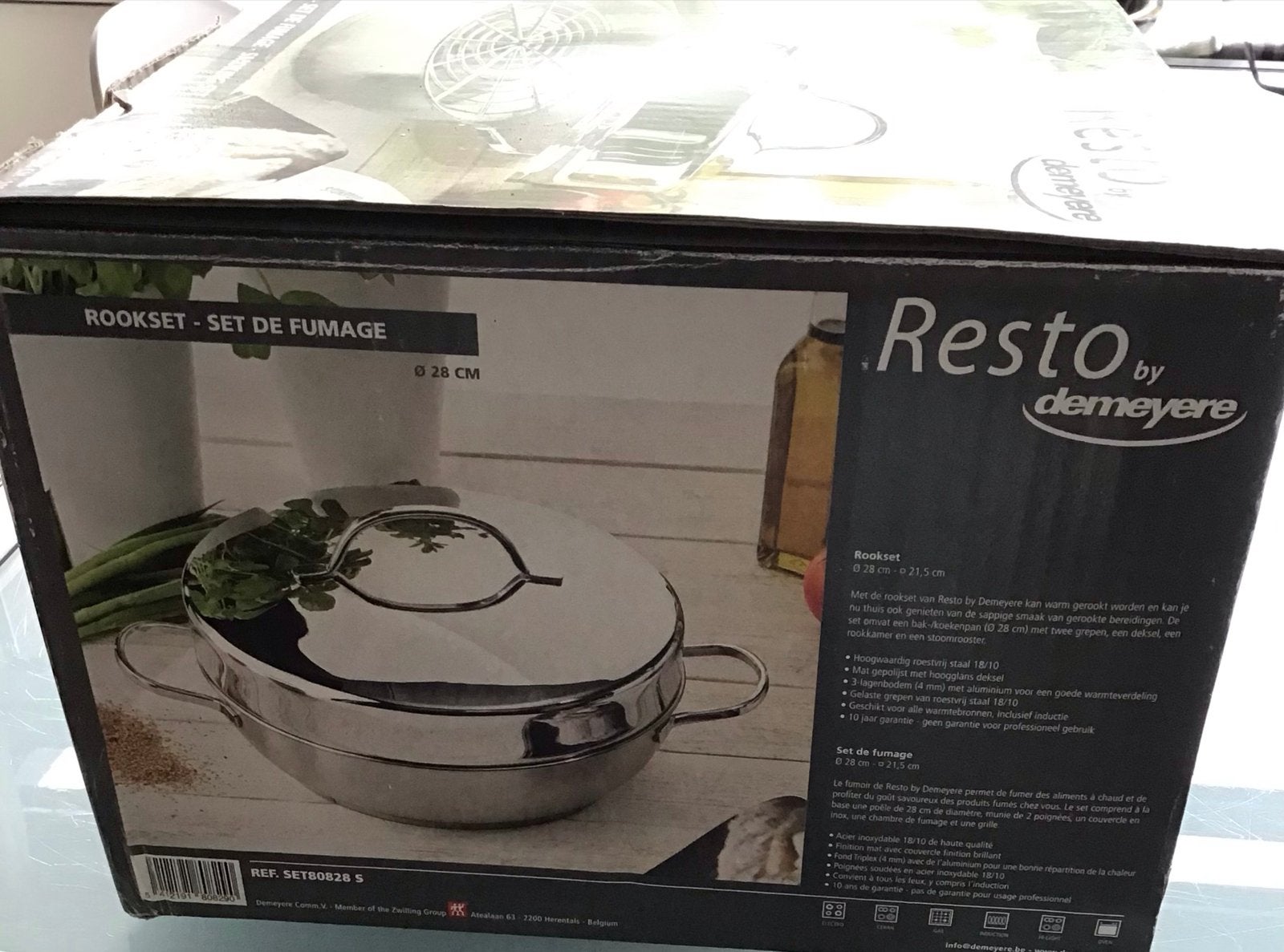 Demeyere Resto Rookset - RVS Rookpan 28 cm, Huis en Inrichting, Keuken | Potten en Pannen, Ophalen, Demeyere, Met deksel, Overige typen