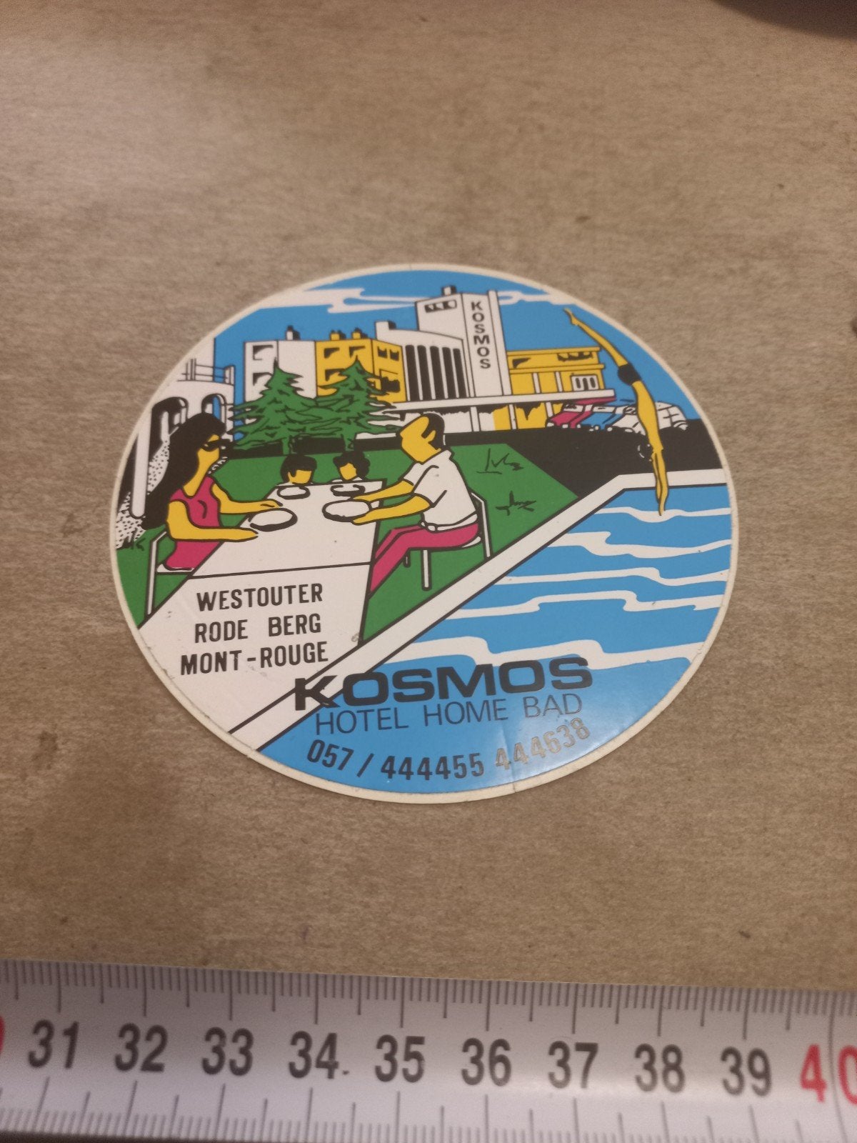 Vintage Kosmos Hotel Home Bad Sticker Westouter, Ophalen of Verzenden, Gebruikt