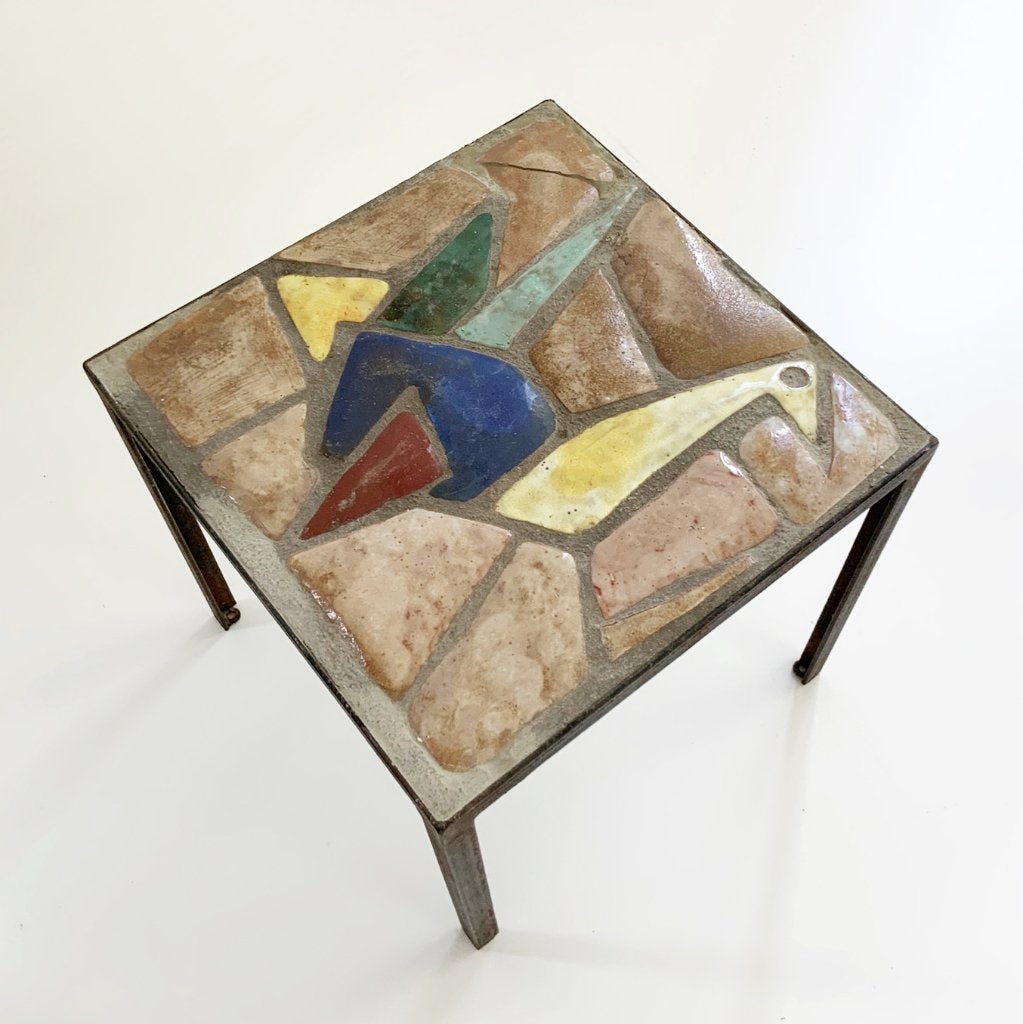 vintage brutalist mozaïek TAFEL Roger Capron Mid Century MCM, Huis en Inrichting, Tafels | Bijzettafels, Minder dan 45 cm, Minder dan 55 cm