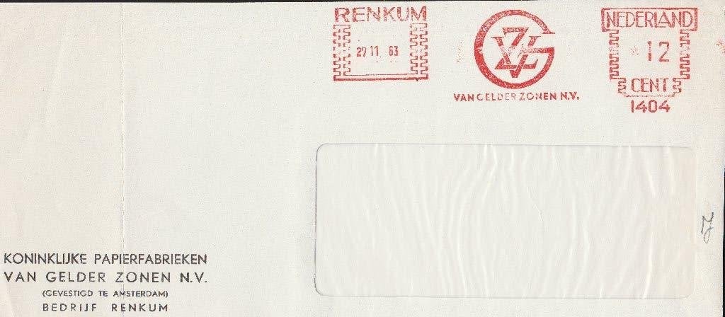 RENKUM 1963 Van GELDER Zonen Kon. Papierfabrieken, Verzenden, 1960 tot 1980, Gelopen, Gelderland