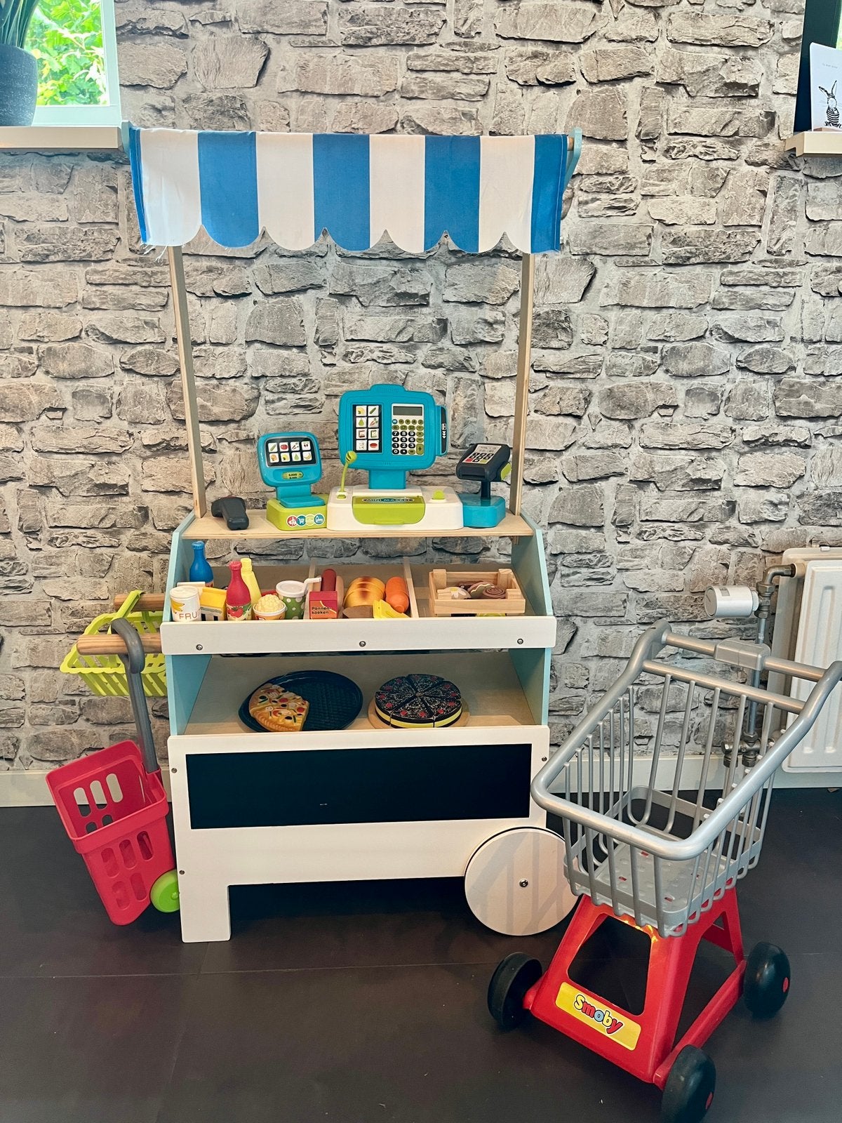 Marktkraampje/supermarkt met kassa en accessoires, Kinderen en Baby's, Ophalen, Gebruikt, Rekenen