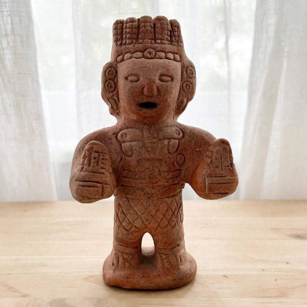 Vintage Terracotta Beeldje Xochipala Stijl - Maya 16 cm, Verzamelen, Ophalen of Verzenden, Zo goed als nieuw, Mens