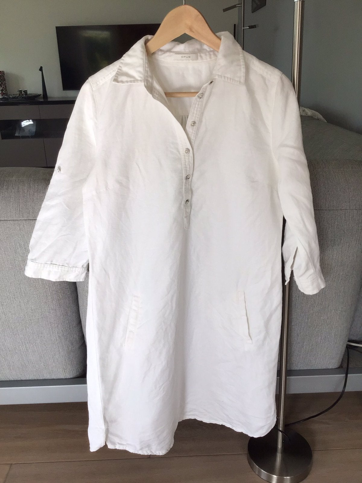 Opus blousejurk, maat 38, nieuw, wit, 50% katoen/linnen., Kleding | Dames, Jurken, Maat 38/40 (M), Verzenden, Wit, Nieuw