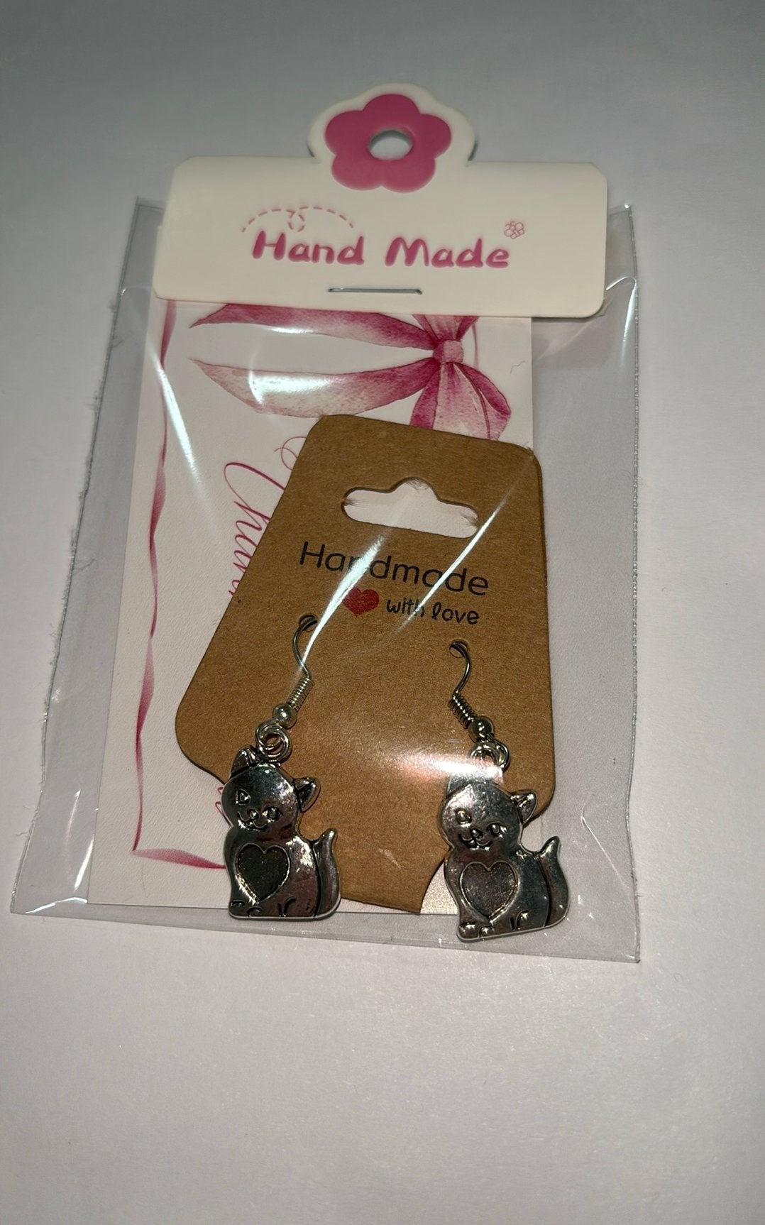 Oorbellen kat zilver, Hangers, Nieuw, Ophalen of Verzenden, Zilver