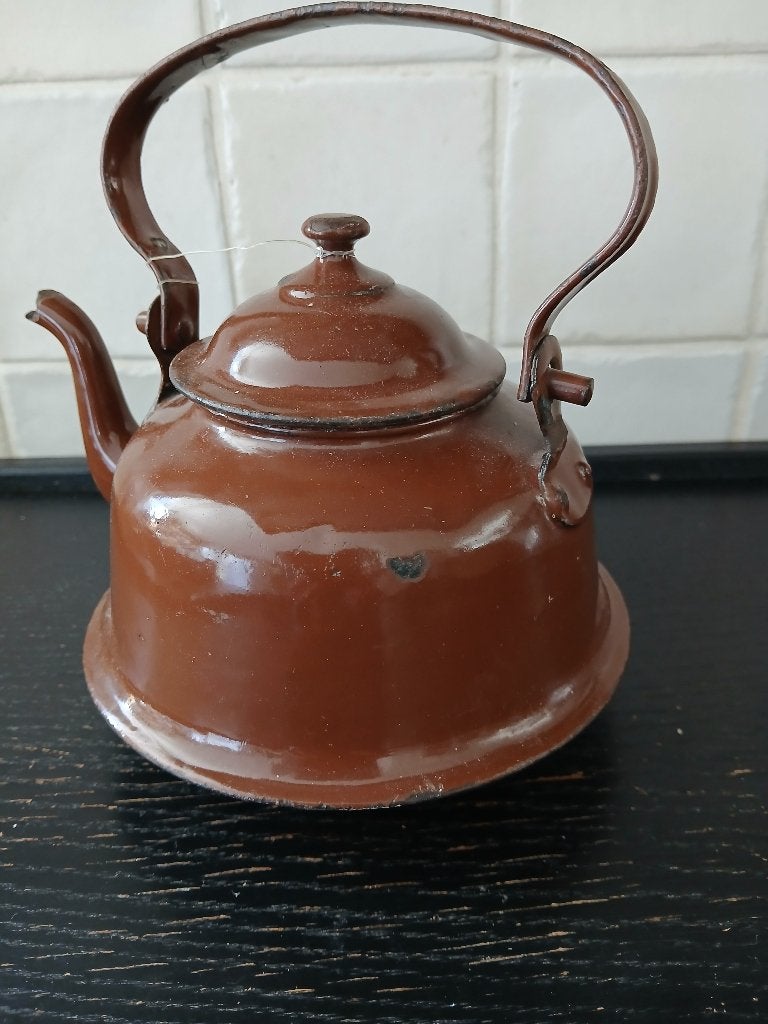 emaille keteltje bruin / insteekpot bruin, Ophalen of Verzenden