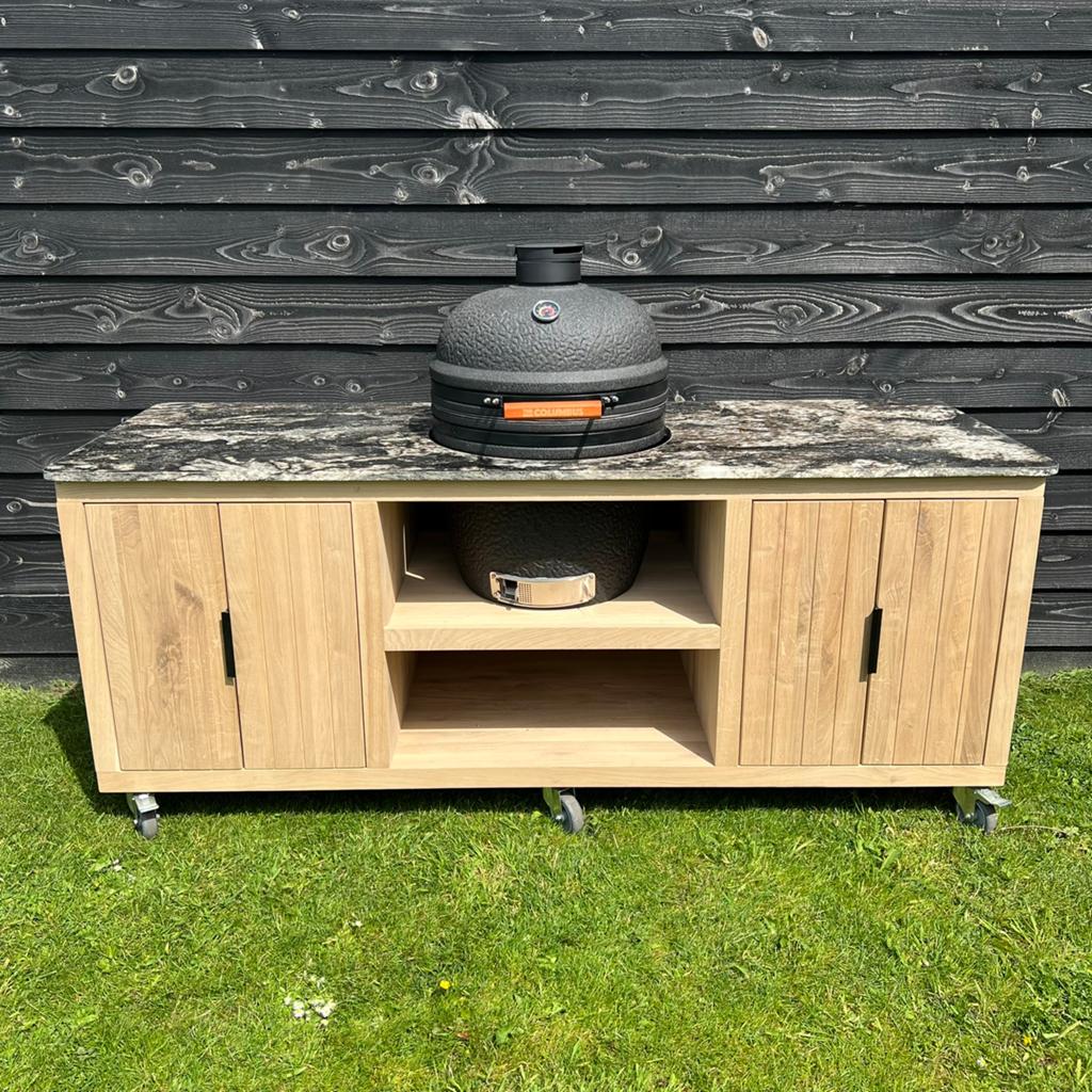 OP=OP Deluxe Massief Eiken Barbeque Kast Incl. Graniet, Maatwerk, Houtskool, Nieuw, Ophalen of Verzenden