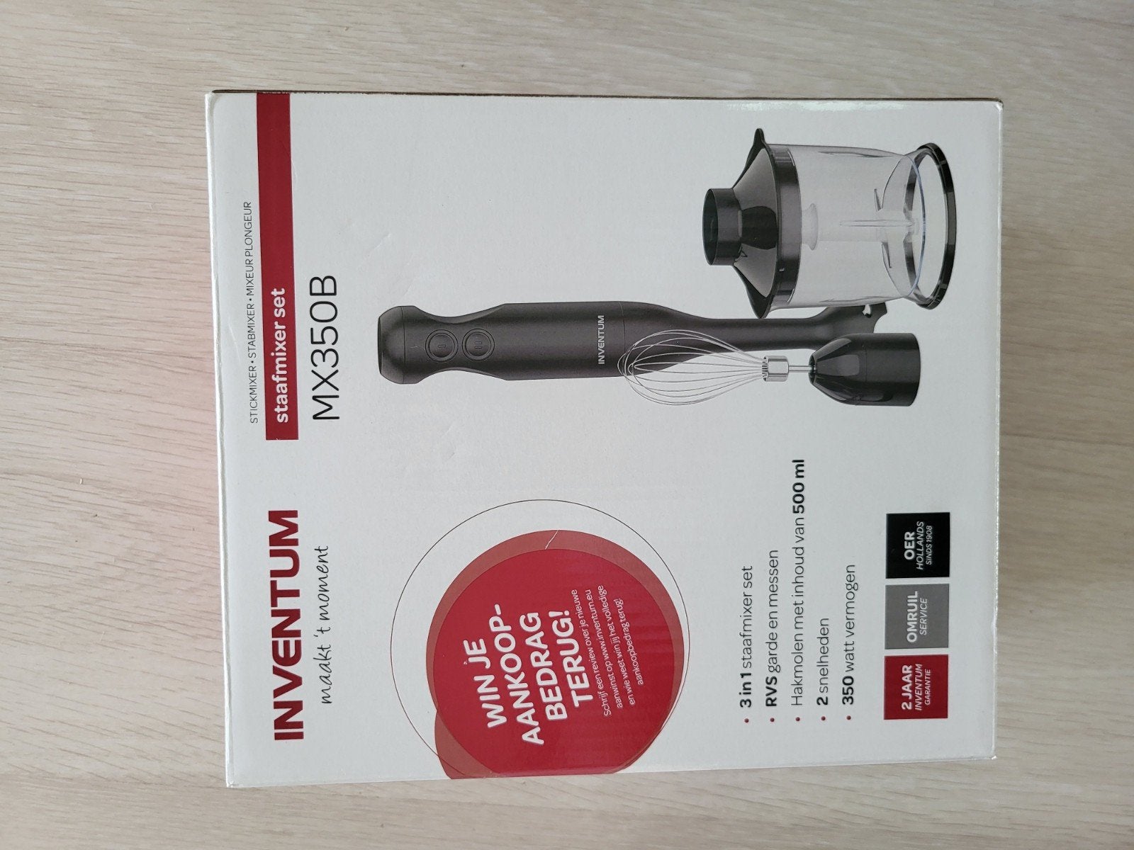 Inventum MX350B Staafmixer Set - Nieuw in doos, Witgoed en Apparatuur, Minder dan 1 liter, Ophalen, Nieuw, 2 snelheden