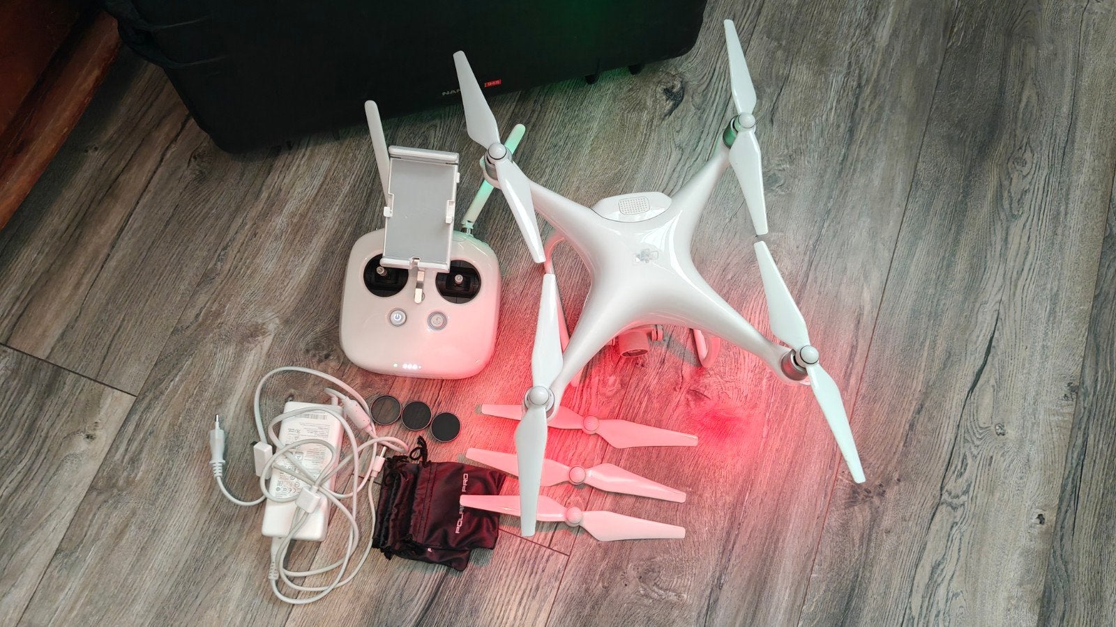 DJI Phantom 4 met accessoires en PolarPro ND filters, Ophalen, Gebruikt, 15 tot 30 minuten, DJI