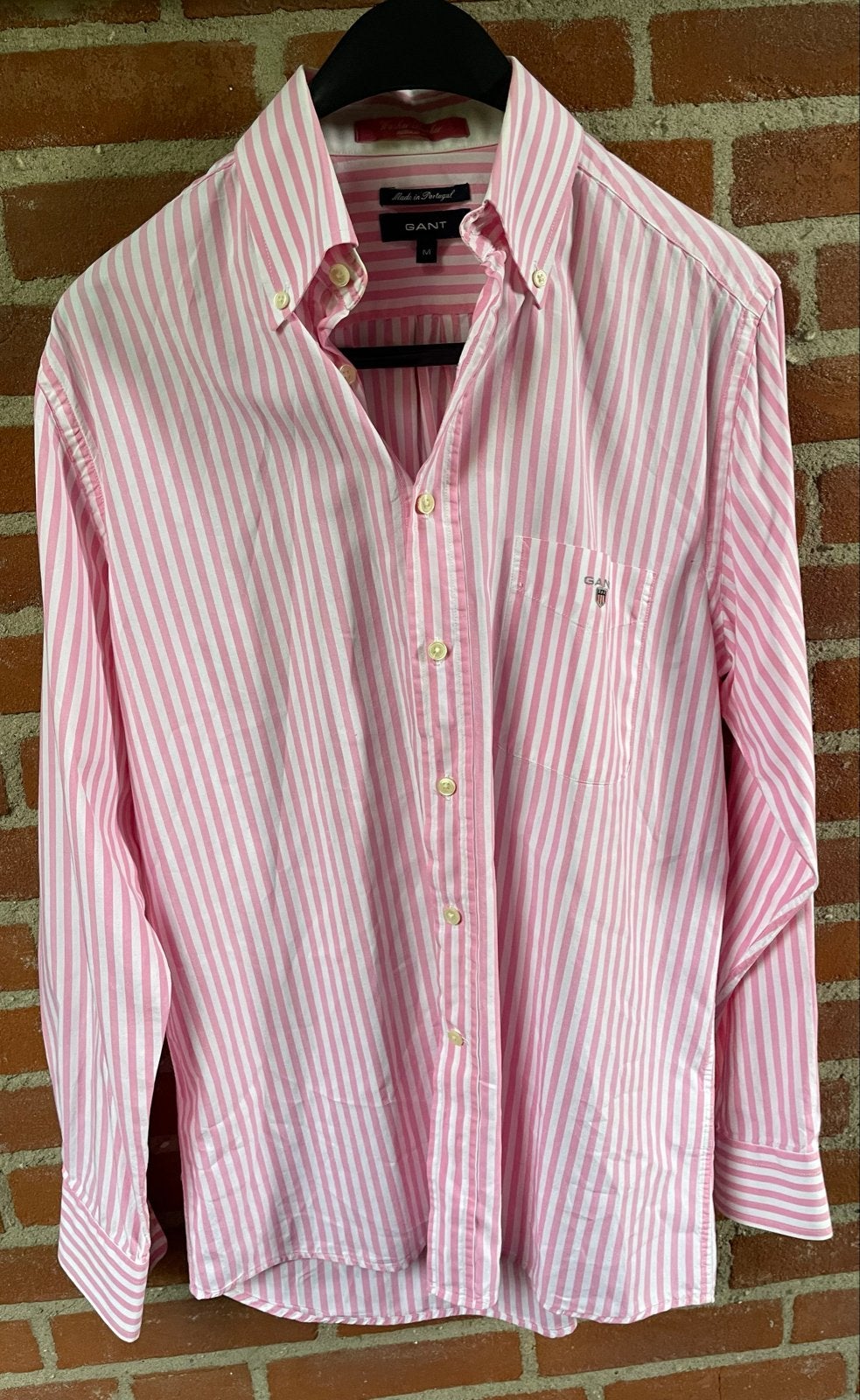 GANT Heren overhemd roze/wit gestreept maat M, Ophalen of Verzenden, Zo goed als nieuw, Roze, Halswijdte 39/40 (M)