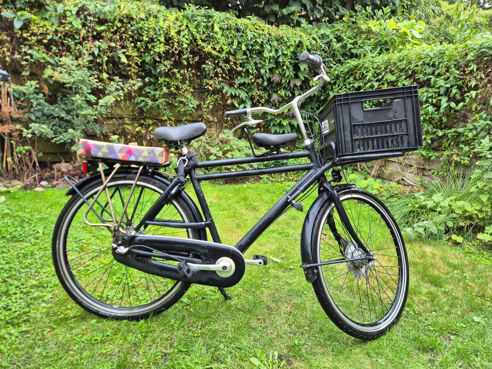 Azor transportfiets met kinderzitjes en krat, Gebruikt, Versnellingen, Schijfrem, Ophalen
