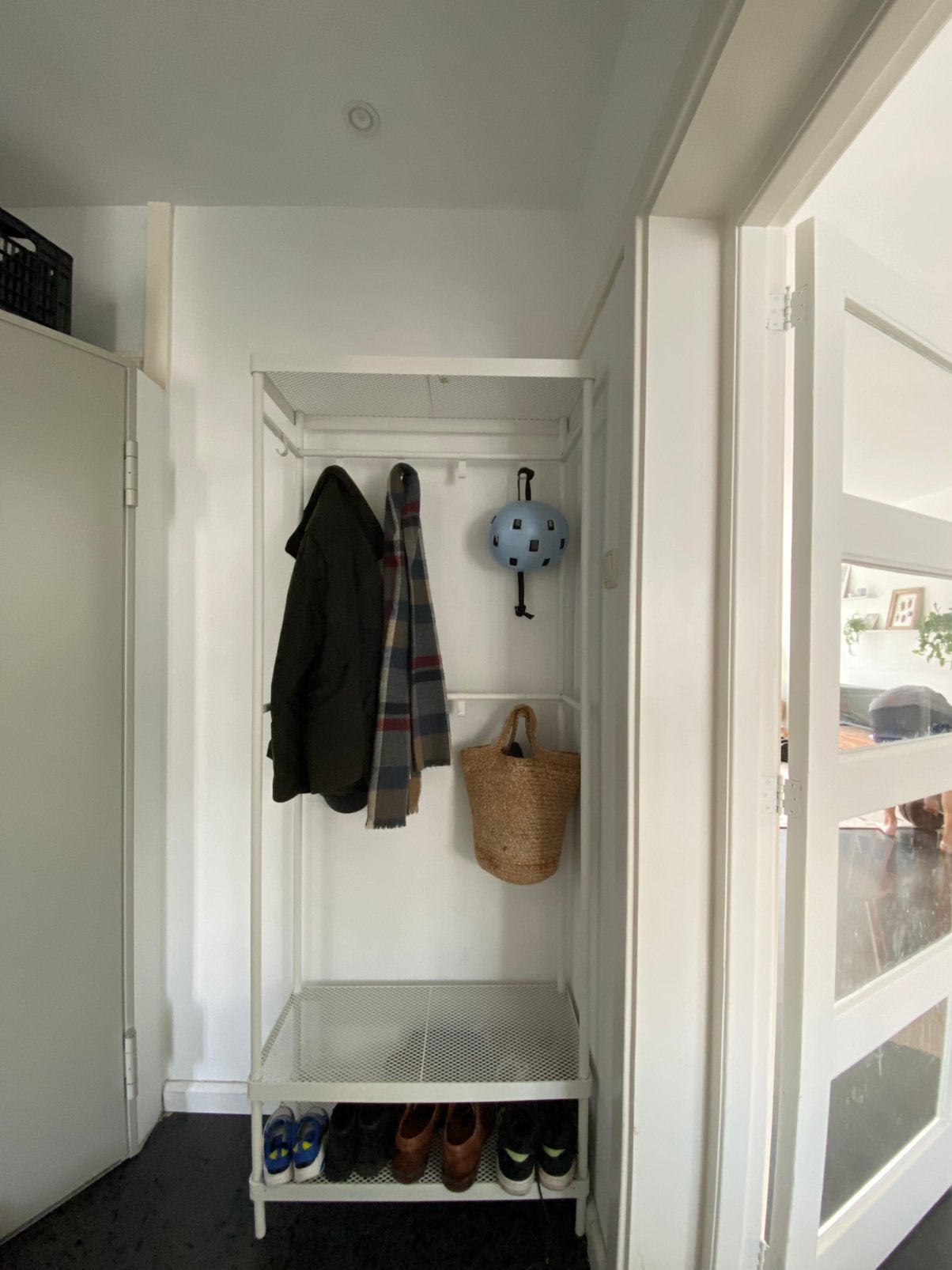 Coat rack - white metal (78x32x200 cm), Huis en Inrichting, 40 liter of meer, Ophalen of Verzenden, Zo goed als nieuw, Minder dan 50 cm
