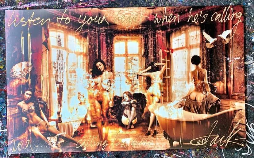 Uniek Kunstwerk Jacks Art - "listen to your heart” 140x200, Ophalen