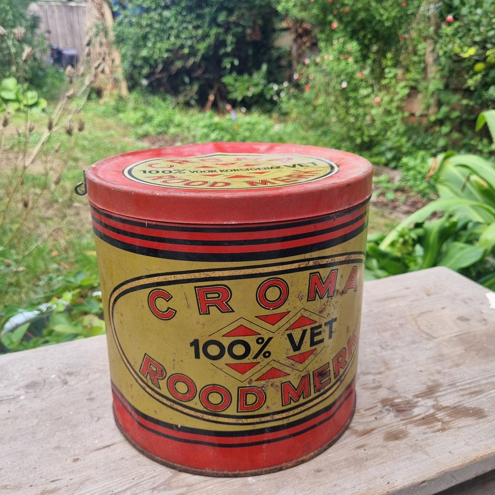 Vintage Croma Rood Merk blik - 100% voor Korstgebak Vet, Ophalen, Gebruikt, Overige, Overige merken