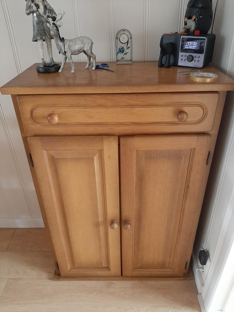 Blank eiken patina meidenkast met lade en deurtjes, Ophalen of Verzenden, Gebruikt
