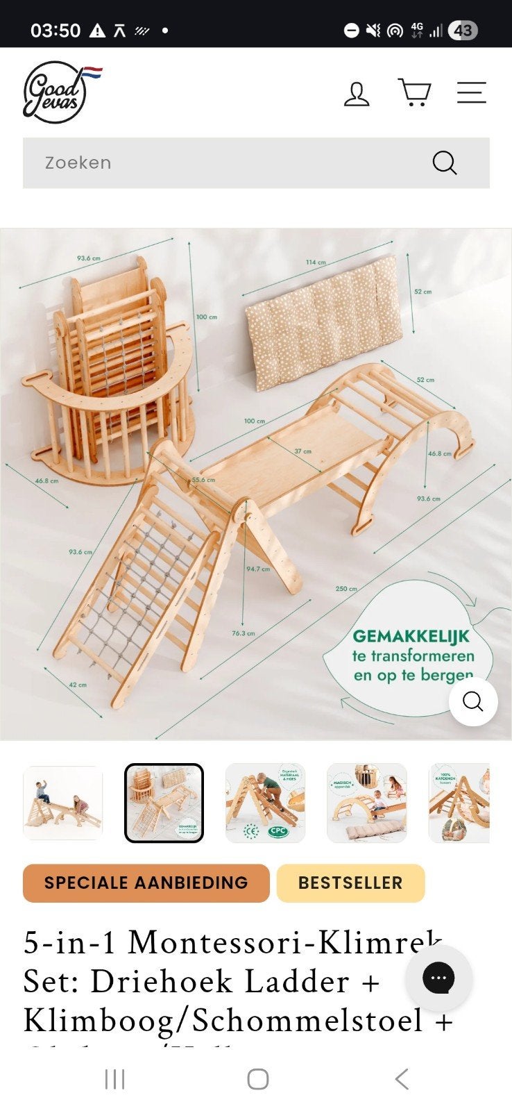 5-in-1 Montessori Klimrek Set, Ophalen, Zo goed als nieuw