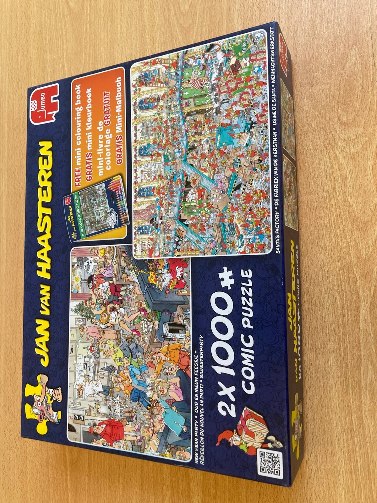 Jan van Haasteren combidoos 2 in 1, Ophalen of Verzenden, 500 t/m 1500 stukjes, Gebruikt, Legpuzzel