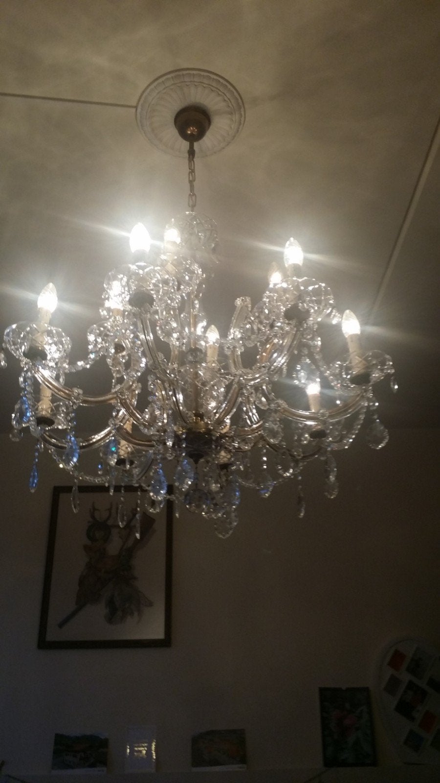 Grote kristallen maria theresa kroonluchter 12 lampen, Ophalen of Verzenden