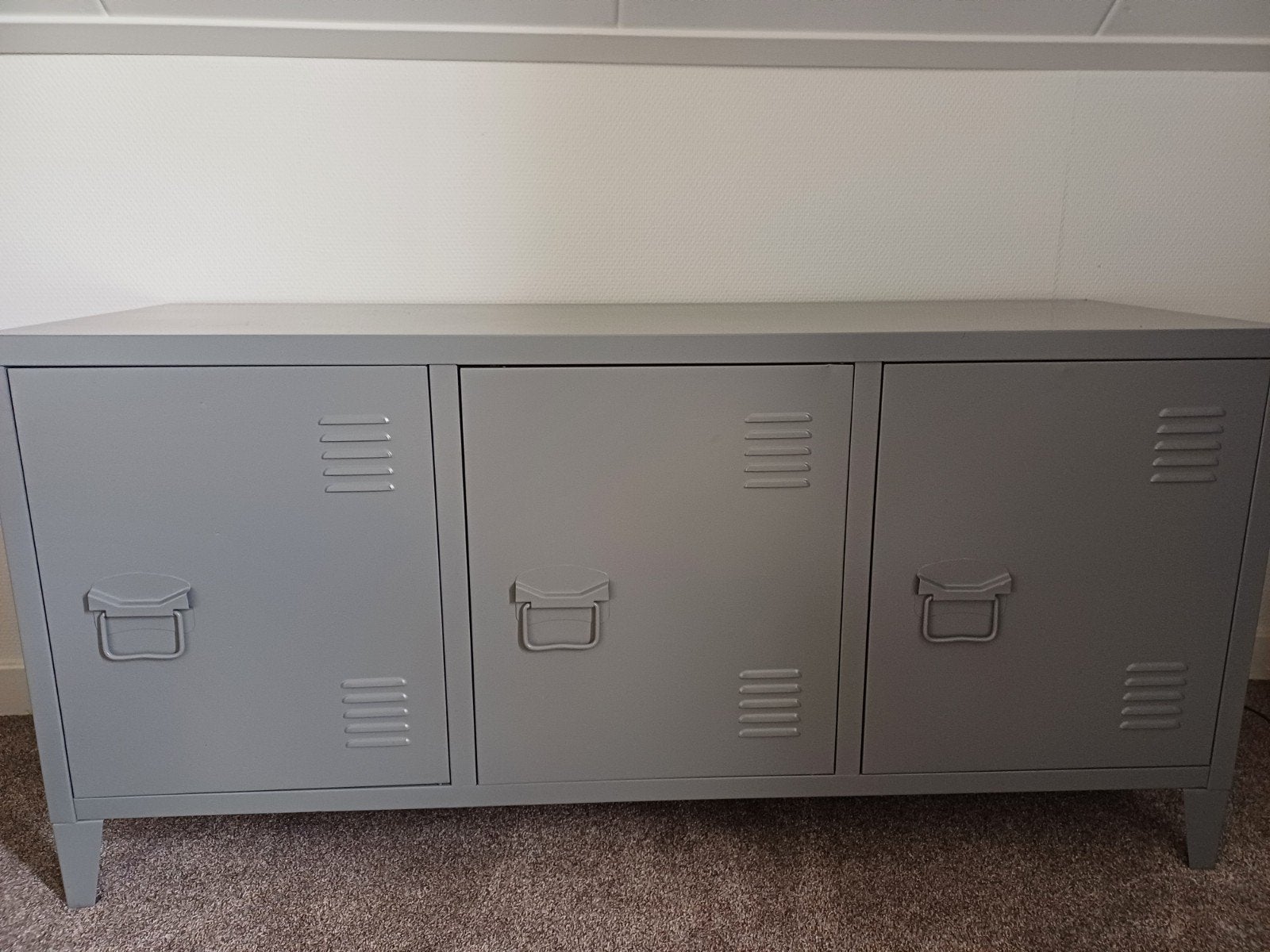 Grijze metalen locker kast - 120cm breed, Ophalen, Gebruikt, Industrieel