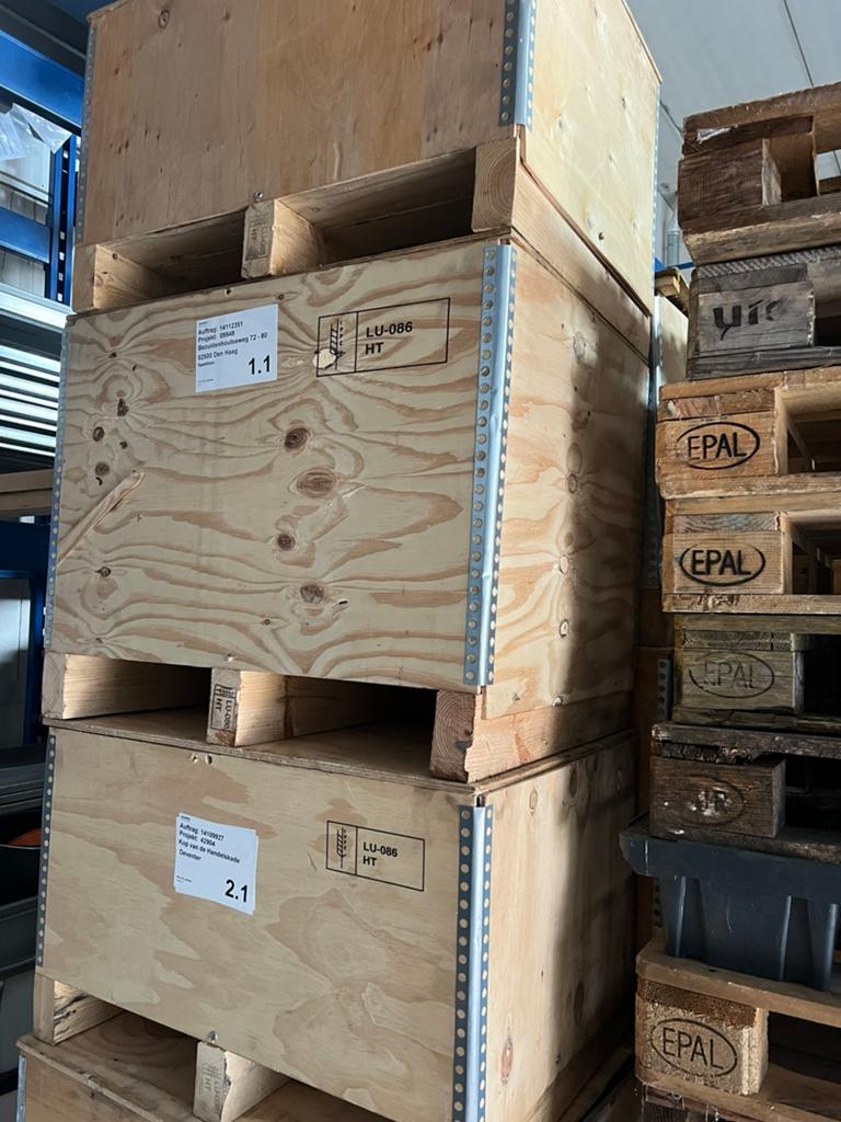 Pallet transportkisten hout slechts 1x gebruikt, Ophalen, Doos, 100 cm of meer, 60 cm of meer