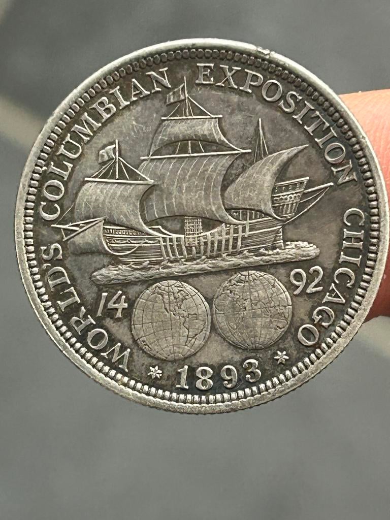 USA 1/2 dollar 1893 Wereldtentoonstelling Chicago Zilver, Postzegels en Munten, Ophalen of Verzenden, Noord-Amerika, Losse munt