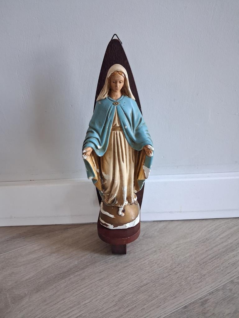 Maria beeldje, wijwaterbakje en inri kruis, Antiek en Kunst, Antiek | Religie, Ophalen of Verzenden
