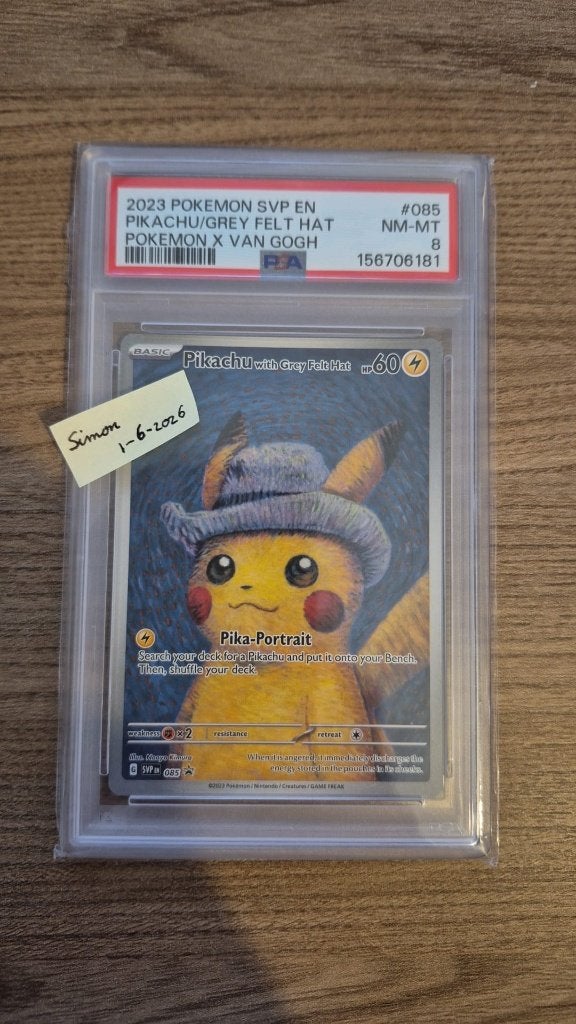 Pikachu with Grey Felt Hat (van Gogh) - Pokemon Promo 085, Ophalen, Nieuw, Losse kaart
