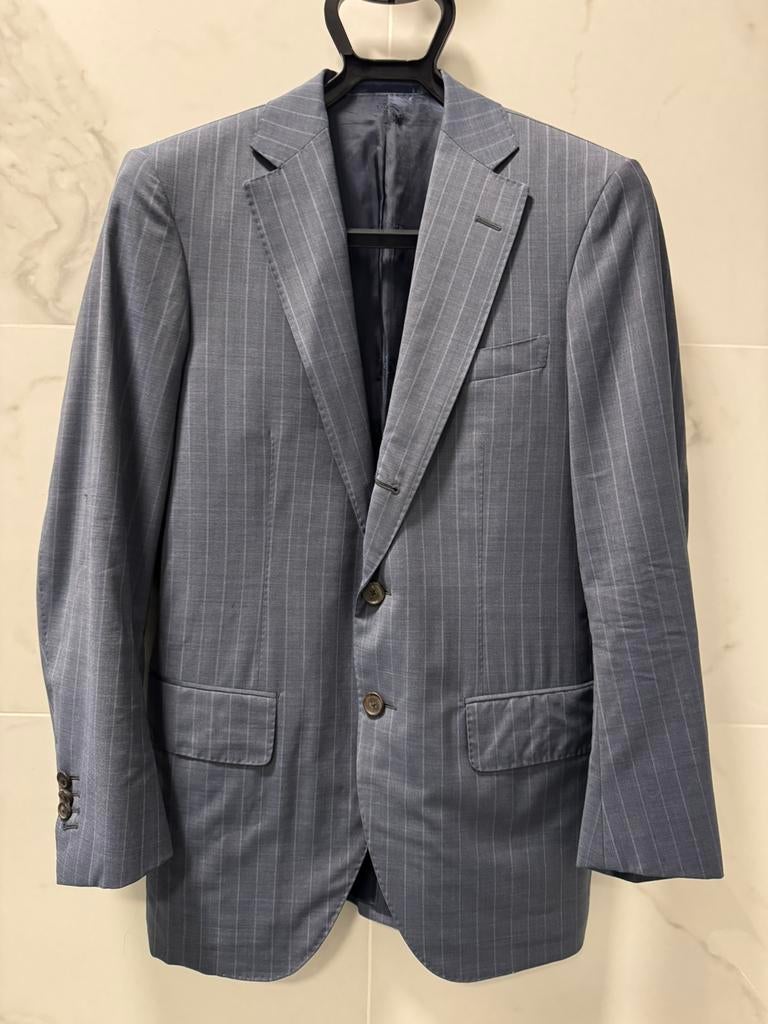 Zegna Traveller Blue Pinstripe Jacket 44 / Made in Italy, Kleding | Heren, Kostuums en Colberts, Ophalen of Verzenden, Zo goed als nieuw