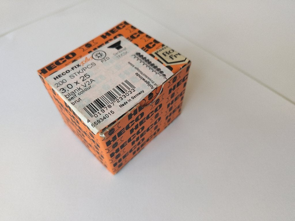 Schroeven HECO RVS 3,0x25mm (PZD-1) RVS doos 200 stuks, Schroeven, Nieuw, Ophalen of Verzenden, Minder dan 50 mm