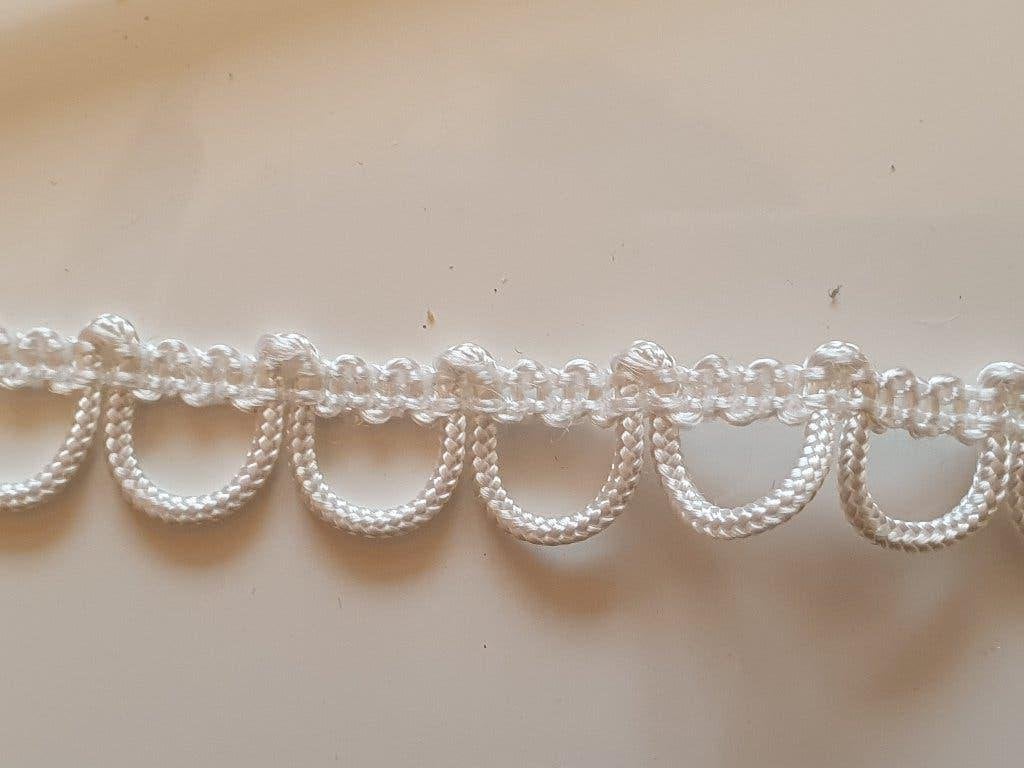 Geweven band - geschulpte rand - wit 14mm #2501, Hobby en Vrije tijd, Naaien en Fournituren, Ophalen of Verzenden, Nieuw, Lint, Band of Elastiek