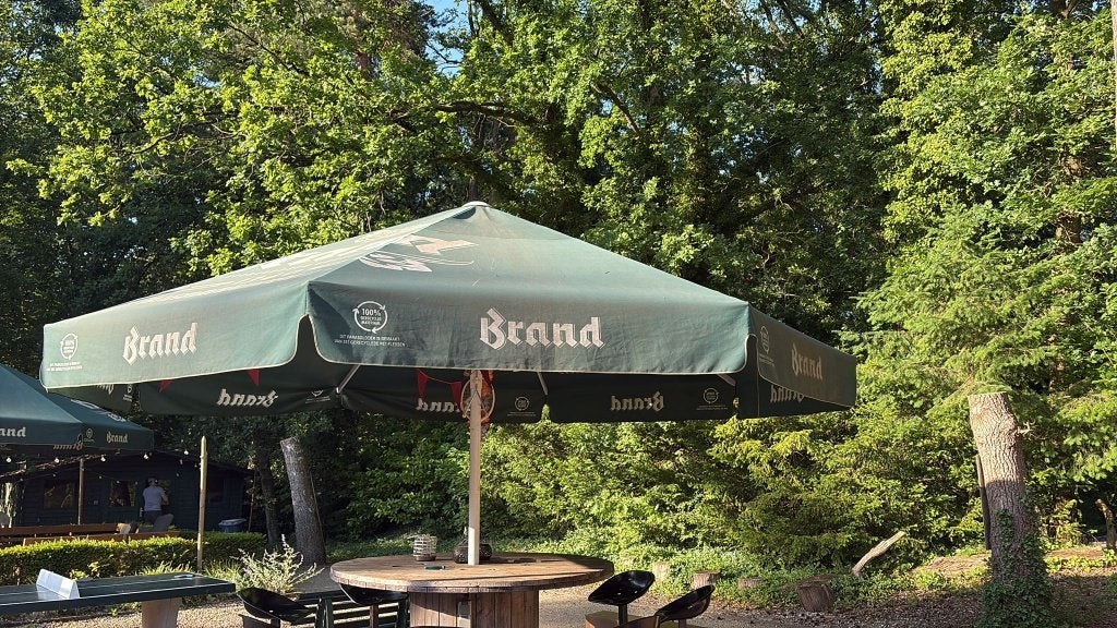 2 * Brand parasol (+/-5,5 meter diameter), Ophalen, Gebruikt, Meer dan 4 meter, Stokparasol