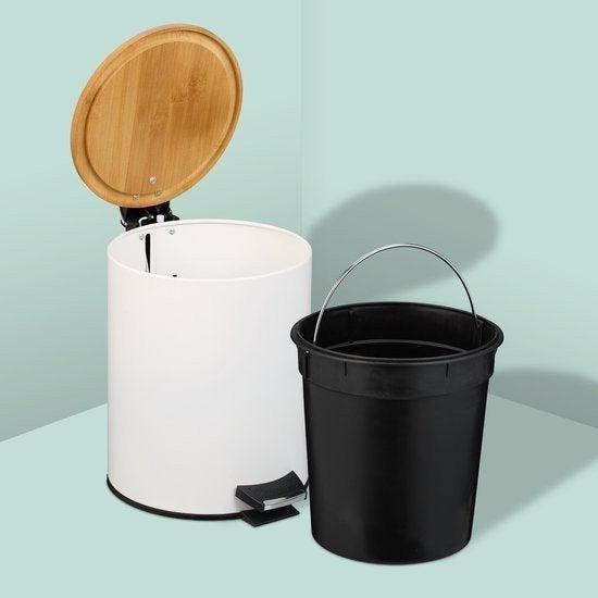 pedaalemmer 5 l - softclose - bamboe deksel, Nieuw, Ophalen of Verzenden