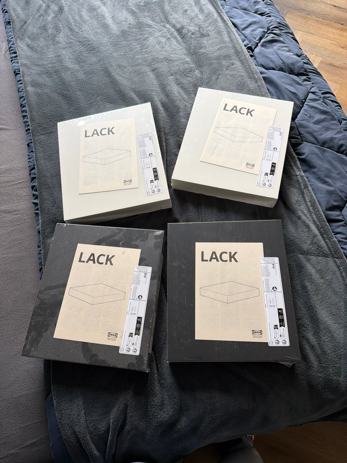 Nieuwe IKEA LACK planken (2 wit, 2 zwart), Hout, Nieuw, Ophalen of Verzenden, Modern