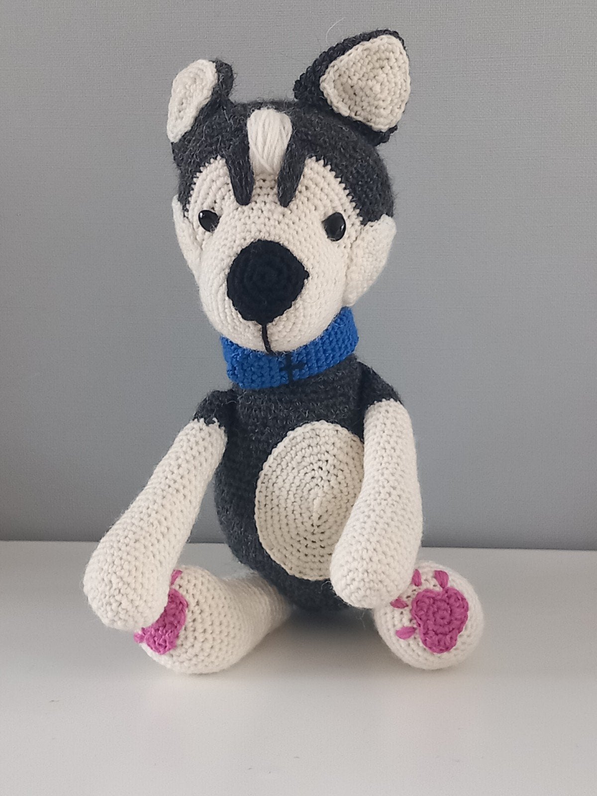 Gehaakte Husky Knuffel - Handgemaakt en Uniek, Overige merken, Nieuw, Zwart, Middelgroot (20 tot 80 cm)