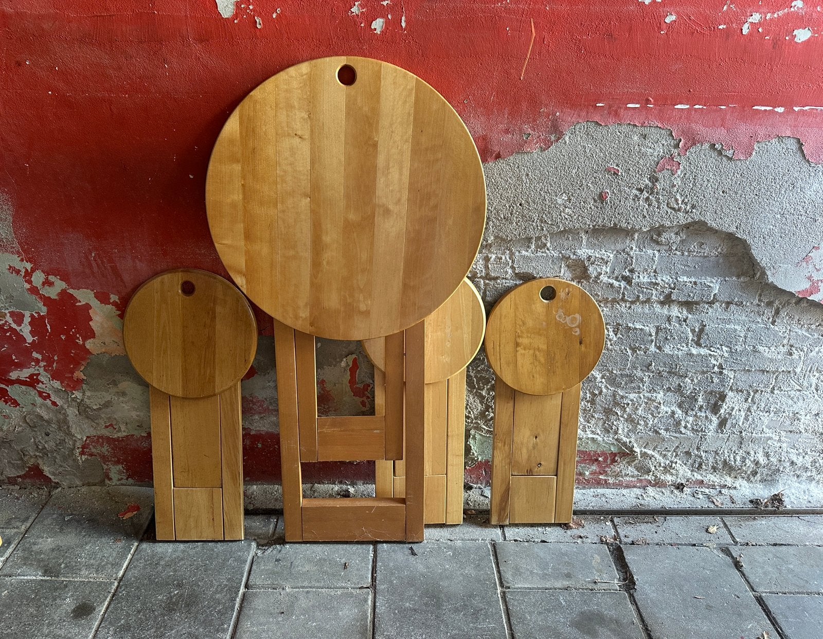 Vintage Suzy Stool - set by Adrian Reed klap kruk + tafel, Ophalen, Tafel, Hout, Beweegbaar