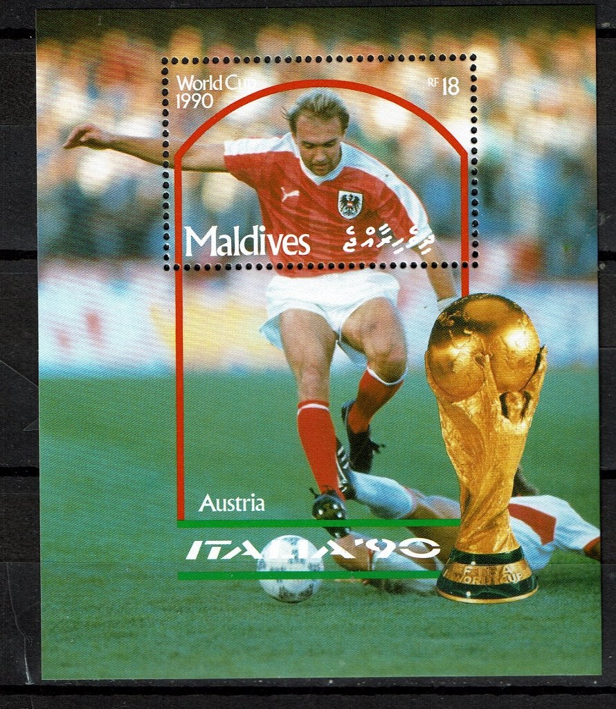 MALDIVES 1990 PF BLOK VOETBAL SPORT SOCCER 2, Ophalen of Verzenden, Postfris, Sport