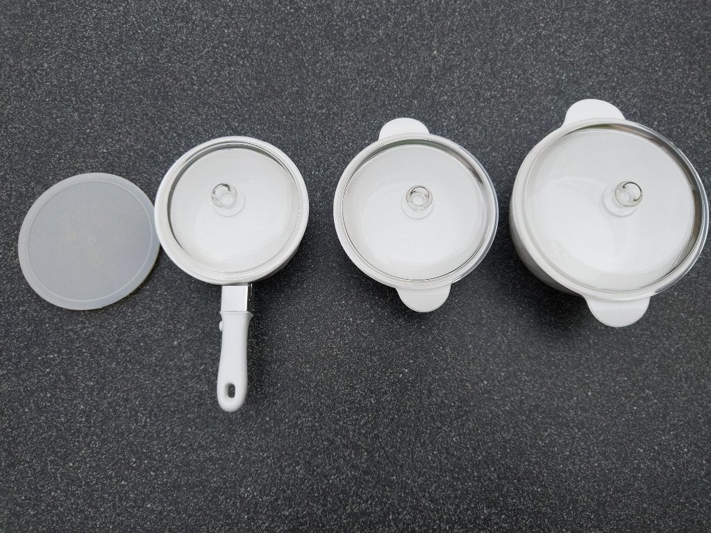 Nieuw 3 Arcoflame schalen met glazen deksel, Ophalen of Verzenden, Nieuw, Wit