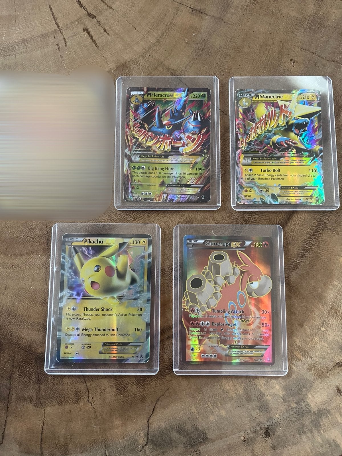 Pokémon kaarten: Mega Heracross, Manectric, Pikachu, Kangask, Ophalen of Verzenden, Zo goed als nieuw, Meerdere kaarten