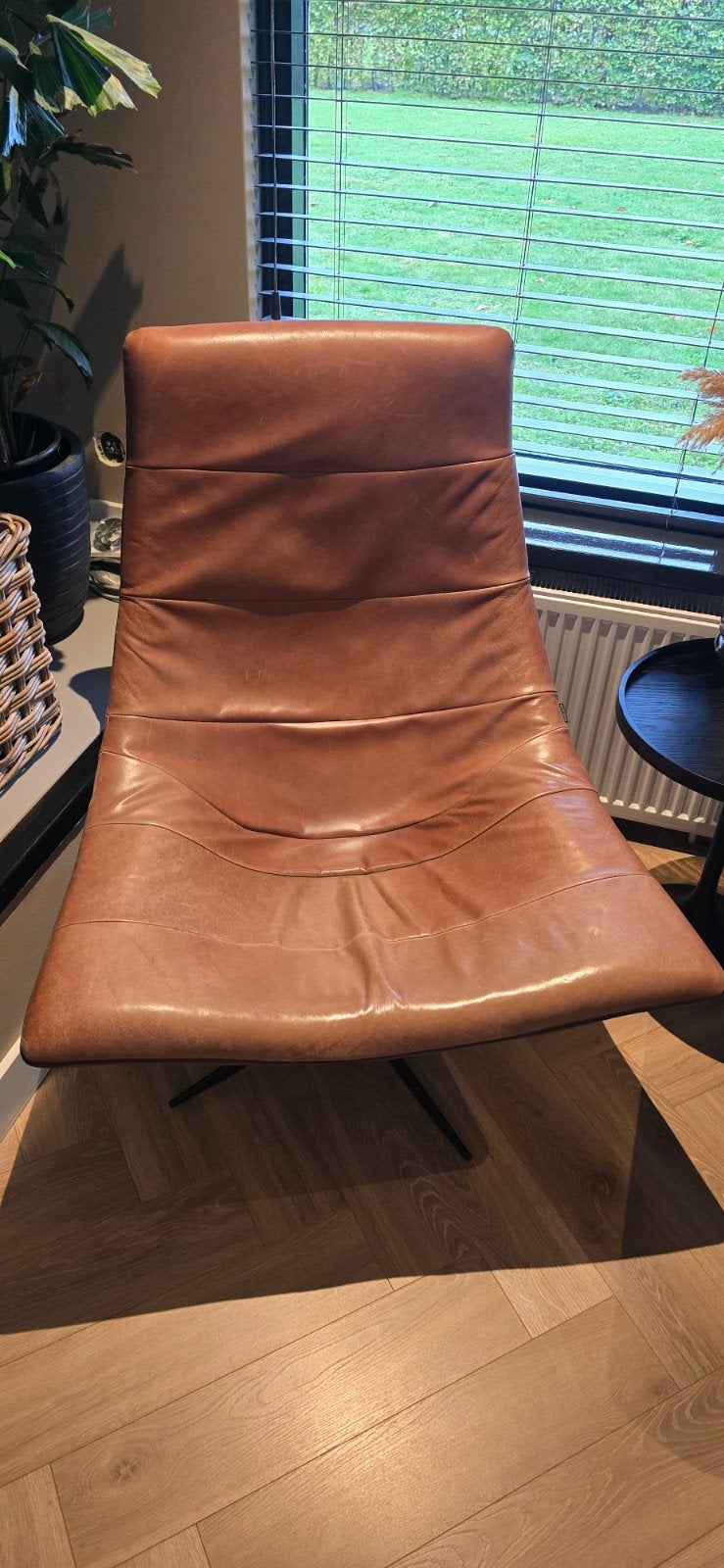 Bodilson leren fauteuil - Cognac bruin, Ophalen, Gebruikt, Modern, Industrieel, 100 tot 125 cm