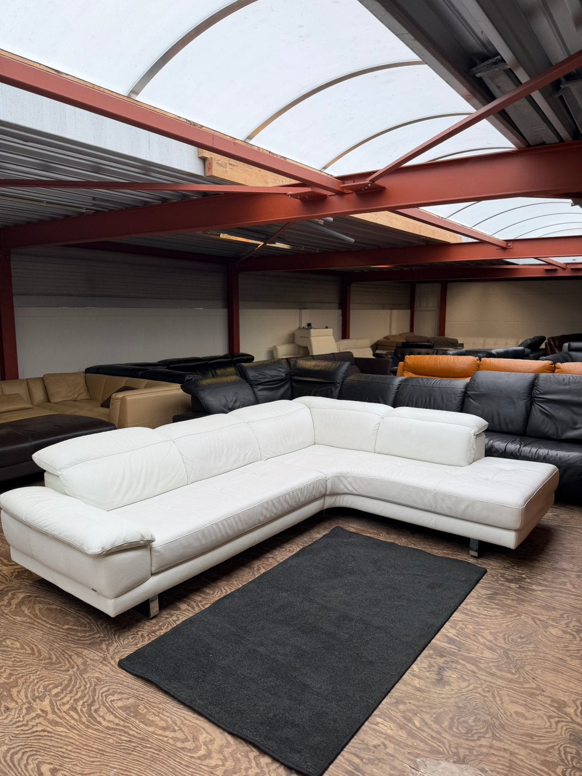 Wit leren hoekbank bank bankstel Natuzzi Z.G.A.N., Huis en Inrichting, 2871SK, 125 cm of meer, Mariansoliak8@gmail.com, Ophalen of Verzenden