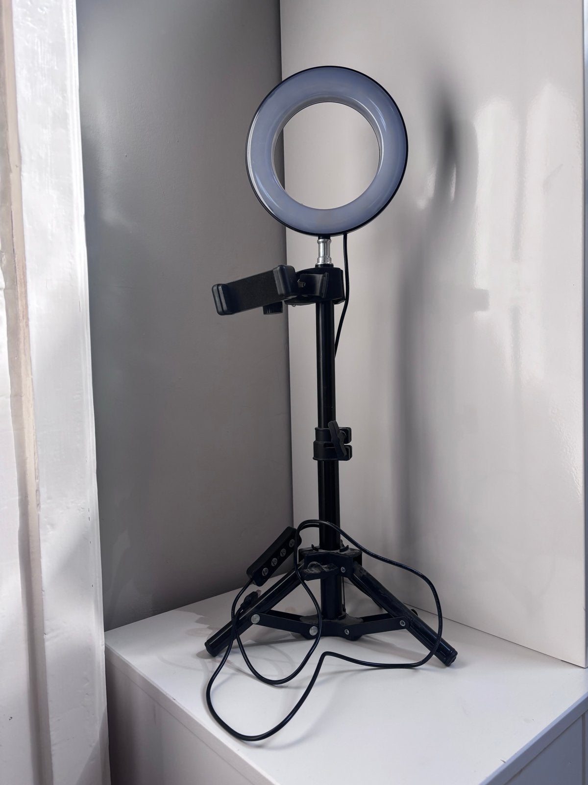 Statief met ringlamp en telefoonhouder (wordt schoongemaakt), Overige merken, Statief, Ophalen of Verzenden, Gebruikt