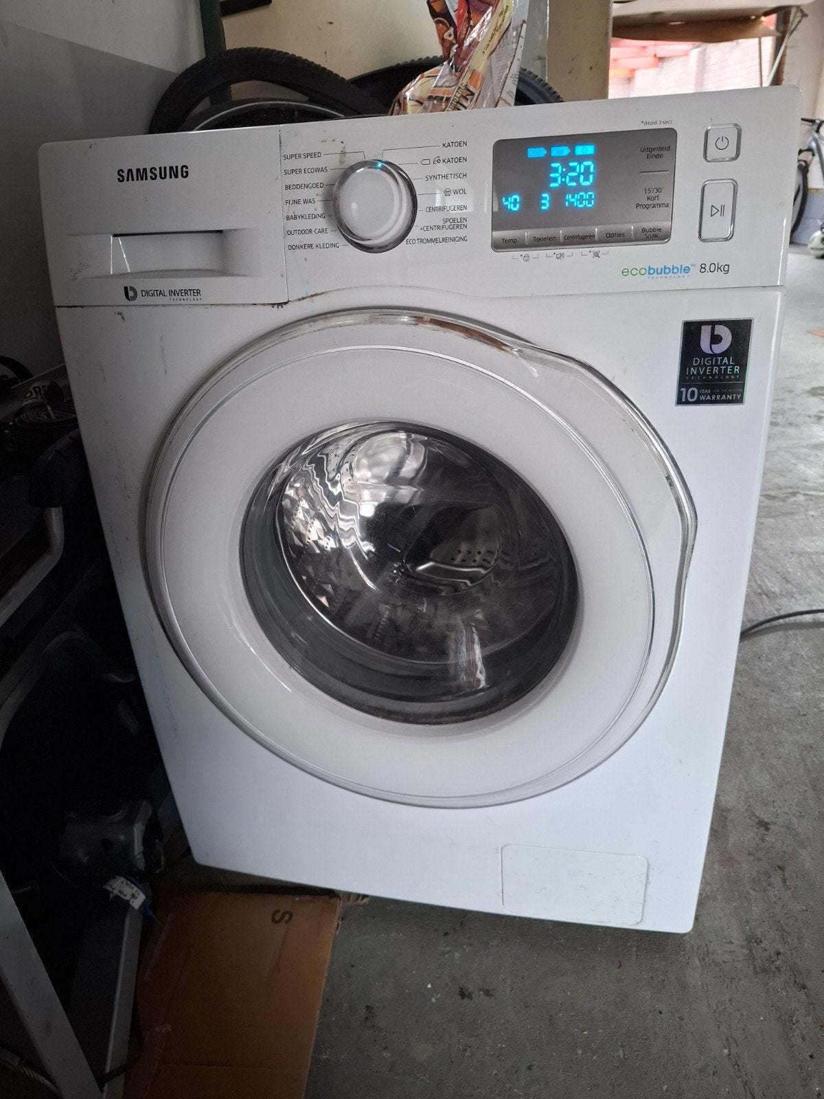 Samsung Wasmachine 8kg - Ecobubble Digital Inverter, Ophalen, 1200 tot 1600 toeren, Gebruikt, Energieklasse A of zuiniger