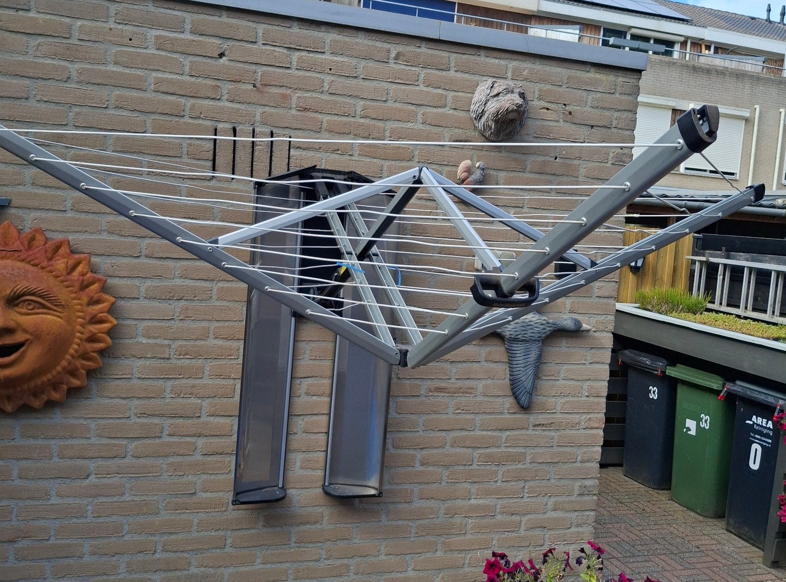 Muur wasdroog lijn, Tuin en Terras, Ophalen, Wasrek