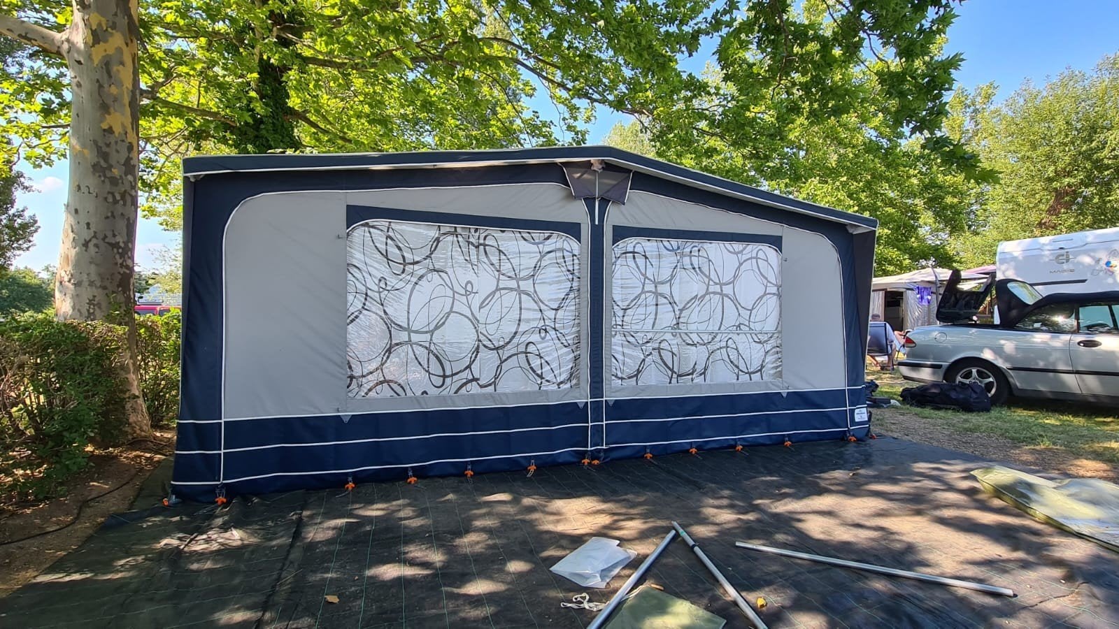 Dorema Riva 270 voortent omloopmaat 12 met aluminium frame, Ophalen, Zo goed als nieuw, Ten Cate All Season 200g/m2, Dorema