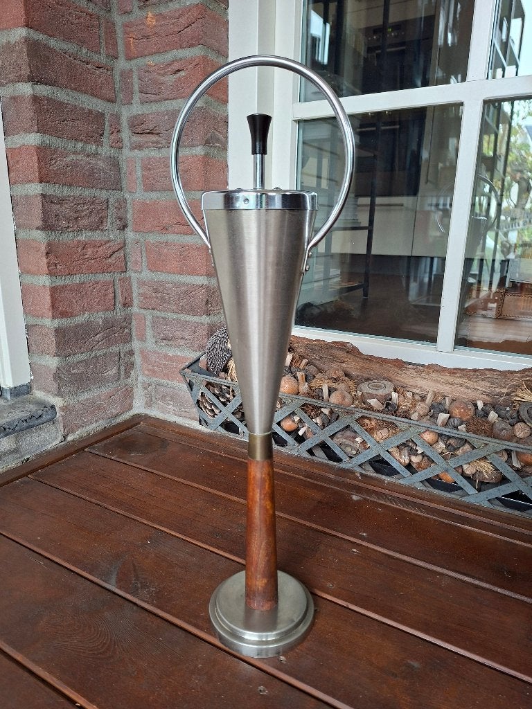Vintage staande druk-asbak / vloerasbak, Ophalen of Verzenden, Zo goed als nieuw, Asbak