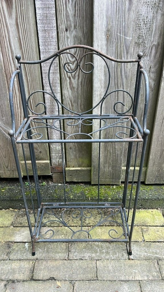 Metalen tuinrek / plantenrek, Ophalen, Gebruikt, Rond, Metaal