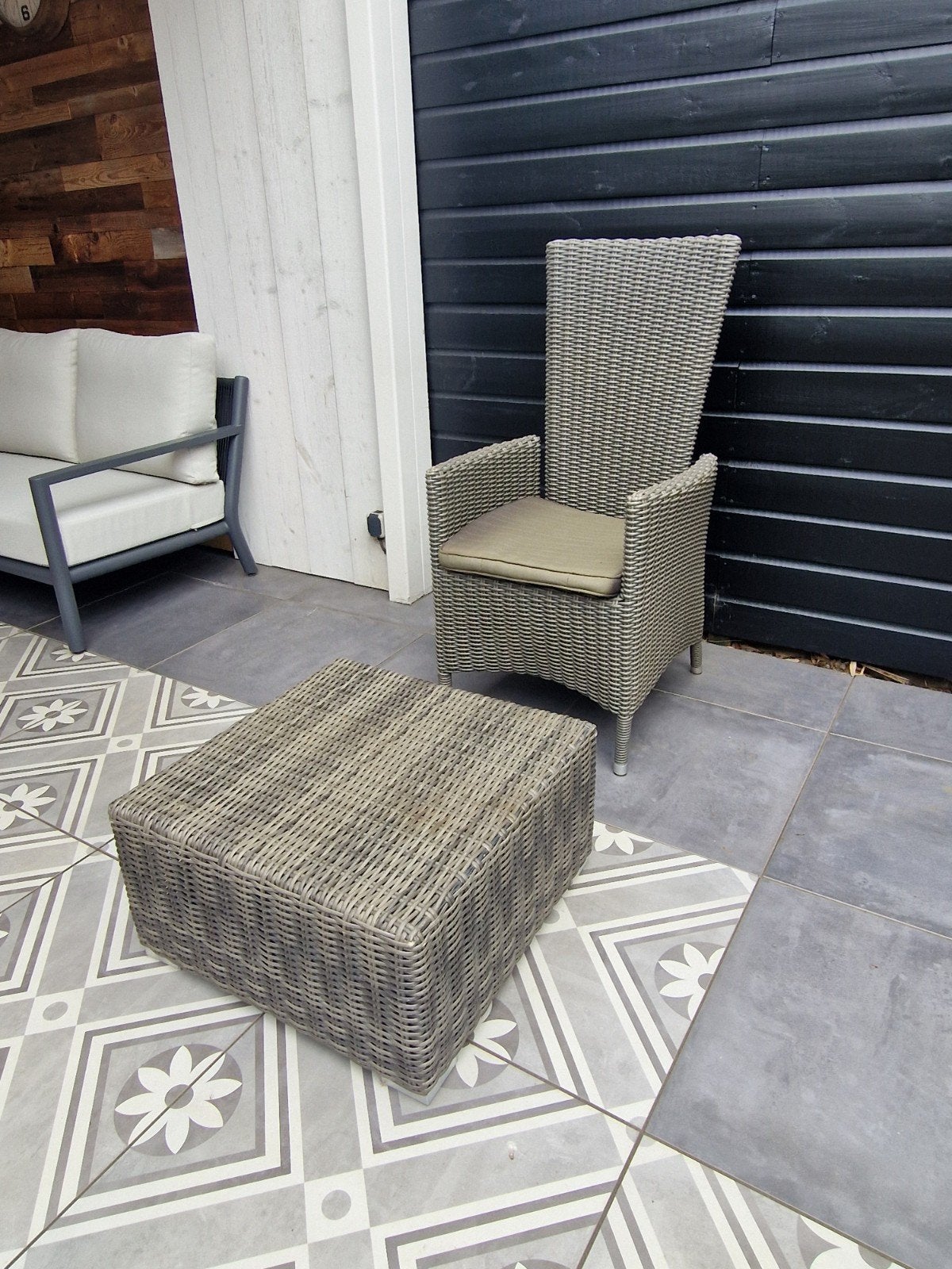 Wicker Stoel met lounge optie en hoocker., Ophalen, Gebruikt, Wicker, Verstelbaar