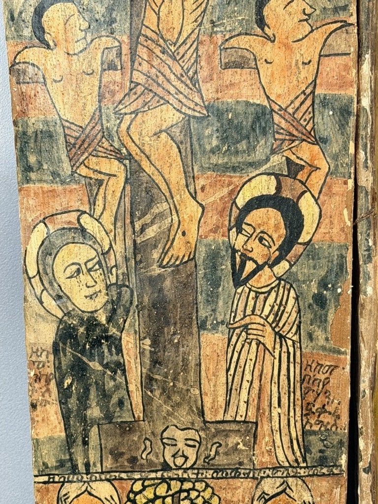 260620 Zeer zeldzaam Afrikaans 18th eeuws icoon uit Ethiopië, Antiek en Kunst, Antiek | Religie, Ophalen of Verzenden