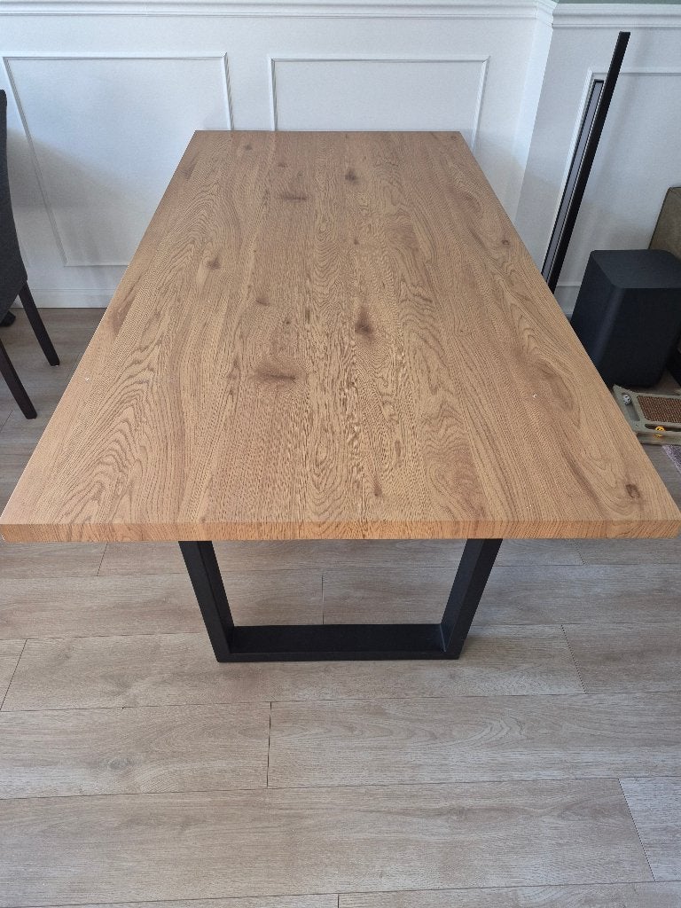 Gefineerde houten tafel, Huis en Inrichting, Ophalen, Overige materialen, Gebruikt, 50 tot 100 cm