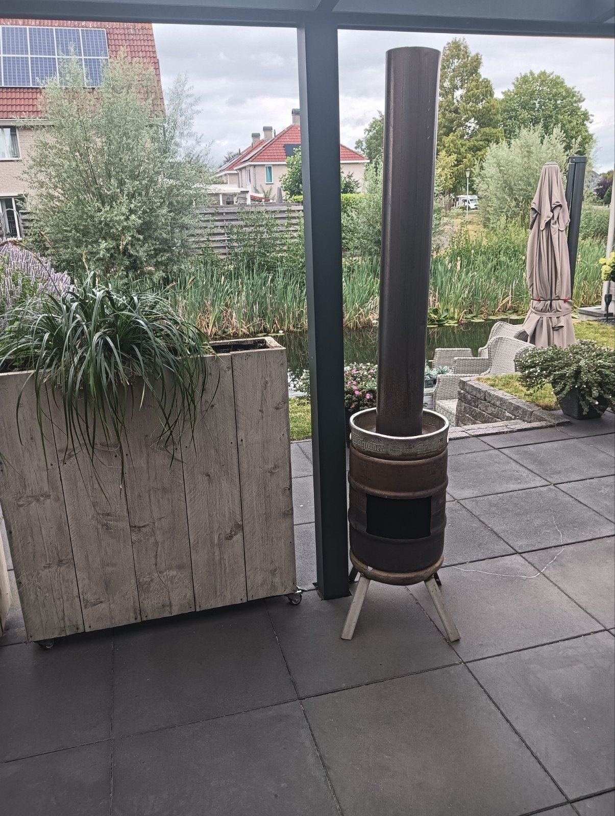 tuinkachel terrashaard vuurkorf bierfust, Ophalen, Gebruikt