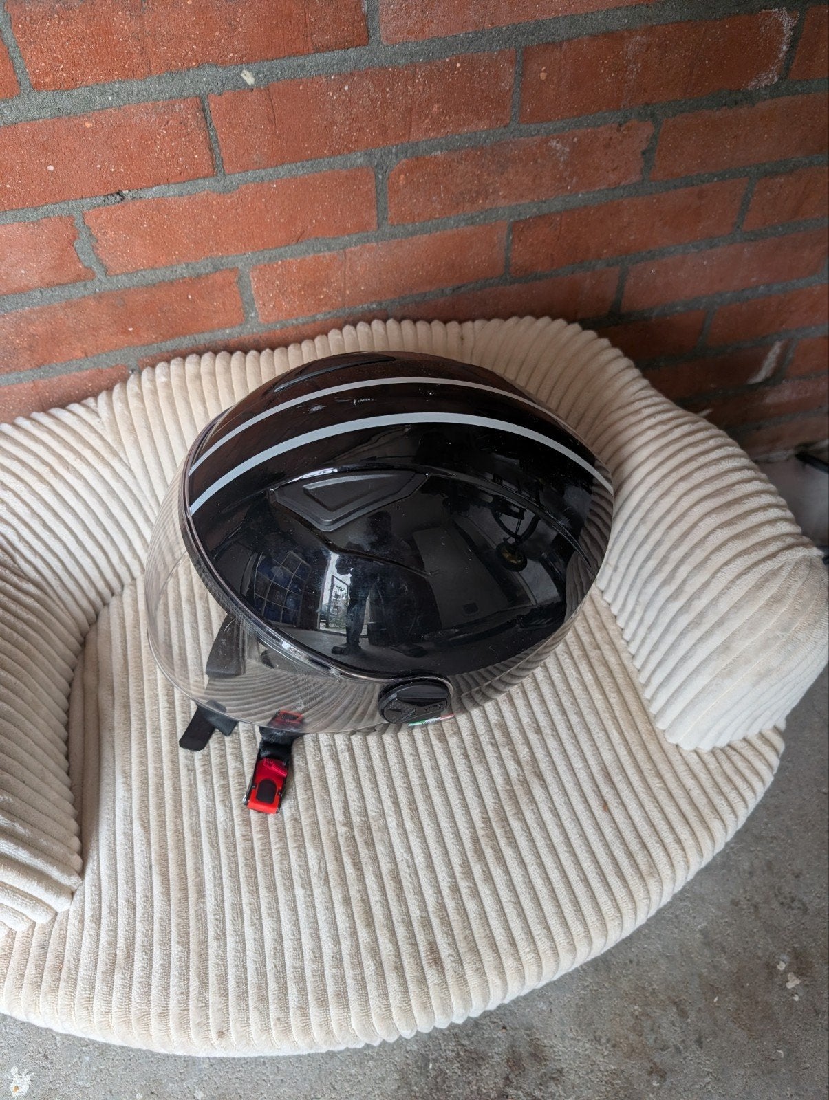 Zwarte scooterhelm met vizier - Maat 49cm, Ophalen of Verzenden, Gebruikt, Extra small of kleiner, Onbekend